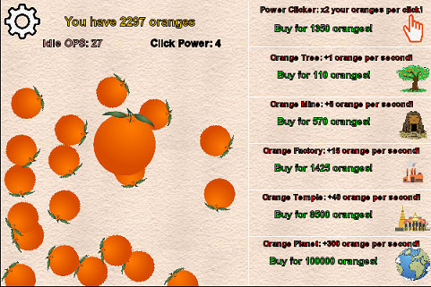 in game screenshot of orange clicker